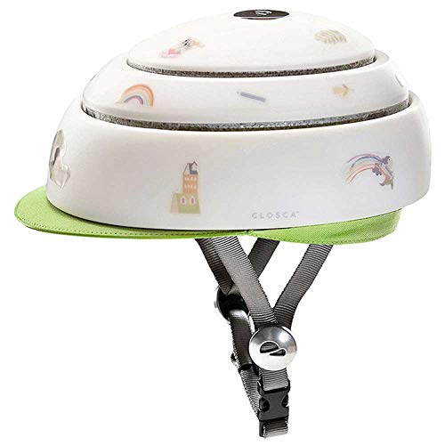 Closca M-Helmet Kids Leaf Casco de Bicicleta, Blanco/Verde, 57-59