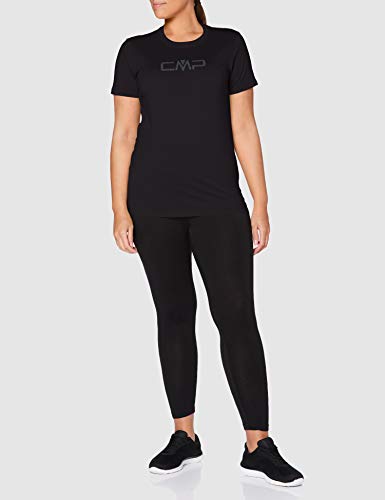 CMP T-Shirt Einfarbig 100% Baumwolle mit Logo 30D6406P Camiseta, Mujer, Negro, 42