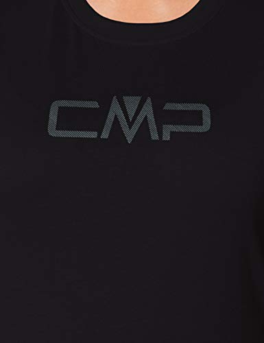 CMP T-Shirt Einfarbig 100% Baumwolle mit Logo 30D6406P Camiseta, Mujer, Negro, 42