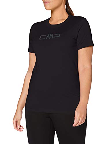 CMP T-Shirt Einfarbig 100% Baumwolle mit Logo 30D6406P Camiseta, Mujer, Negro, 42