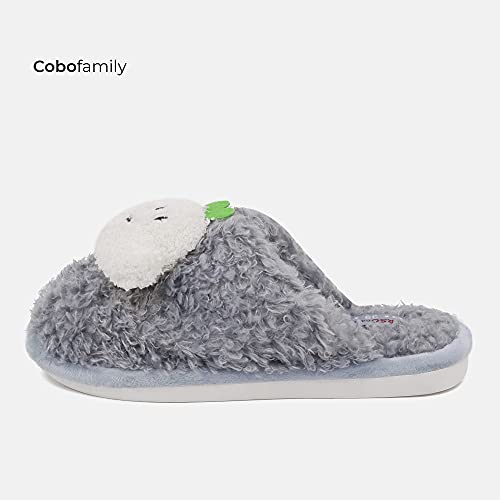 CoboFamily Zapatillas de Casa Mujer Invierno Cómodas, Zapatos Peluche Plano Cerrada, Suela TPR Talla 36-41 HECHO EN PORTUGAL (38, Gris)