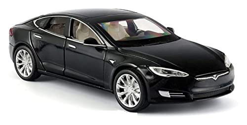 Coches Coleccion 1/32 Aleación Modelo De Coche Puertas Que Se Pueden Abrir Cuerpo Fundido A Presión Sonido Y Luces para Tesla Model S Regalo (Color : Negro)