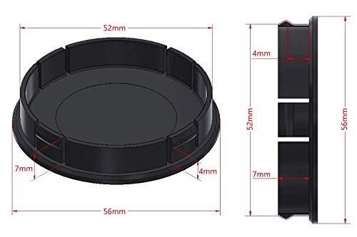 COCOCITY 4 unids 56 mm Centro de Rueda Pegatinas Tapas Centro de la Rueda Tapas de bujes (Negro)