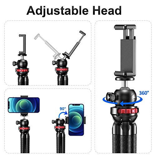 Cocoda Tripode para Movil, Flexible Tripodes Camaras con Rótula de Bola 360°, Trípode con Tornillo Universal de 1/4 Pulgadas y Control Remoto Bluetooth Compatible con iPhone Samsung GoPro