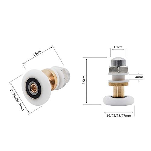 COEUGE Cojinetes De Rodillos De Puerta,Latón Nylon Rueda Excéntrica,Rodillo De La Puerta De La Polea,For Hardware Ducha,4 PC (Size : Outer Diameter 19mm)