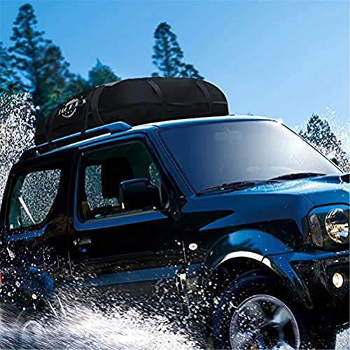 Cofre Techo Coche, 425L Baca Coche Universal Impermeable, 500D Portaequipajes Coche Techo, Caja de Techo Plegable Resistente a la Intemperie (Black/15 Cubic Feet)