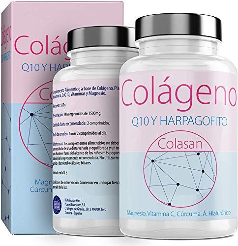 Colágeno Con Magnesio 90 comprimidos |Vitamina C|Ácido Hialurónico + Q10 |Cúrcuma|Hárpago| Vitamina D3 |Suplemento Para Una Piel Radiante y Un Buen Mantenimiento las Articulaciones