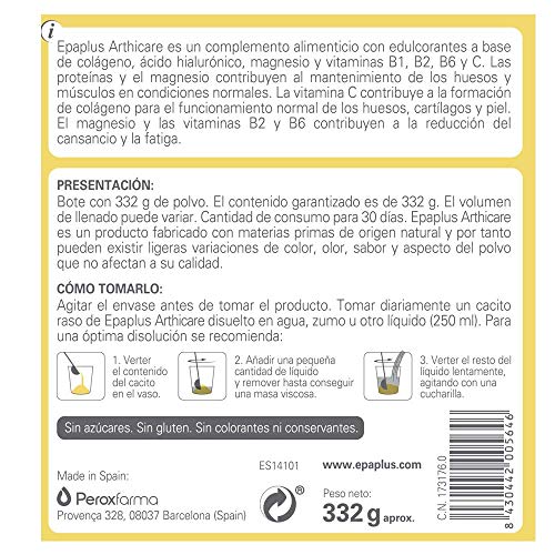 Colágeno Epaplus Arthicare para articulaciones con Ácido Hialurónico y Magnesio, 332g Sabor limón