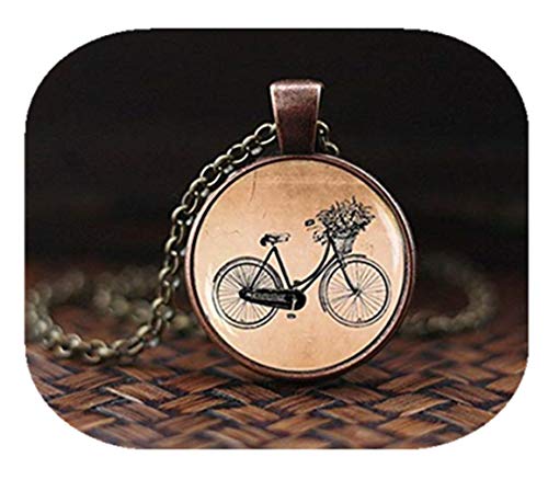 Collar vintage para bicicleta, colgante para bicicleta, estilo hipster, estilo vintage, colgante de cúpula de cristal, bicicleta retro, un hermoso regalo