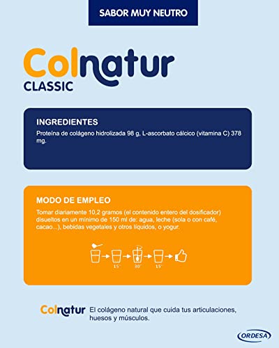 Colnatur Classic – Colágeno Natural para Músculos y Articulaciones, Sabor Neutro, 306 gr
