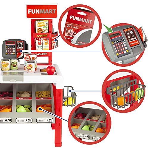 ColorBaby - Supermercado Juguete con Accesorios, Puesto de Mercado con escáner, Caja registradora con Scanner y Lector de Tarjeta, Tienda Infantil, Juguetes para niños 3 años