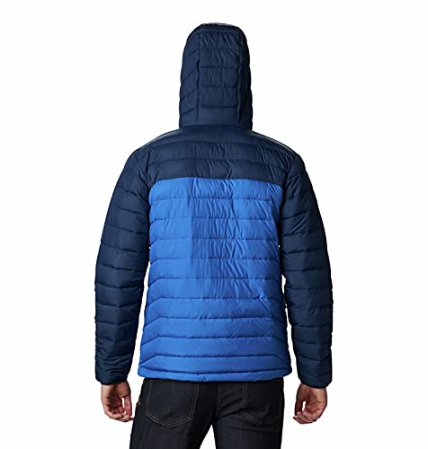 Columbia Powder Lite Hooded , Chaqueta Hombre, Azul (Bright Indigo, Collegiate Navy), M