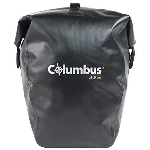 COLUMBUS Alforja para Bicicleta d de PVC Impermeable para Colocar en el Portaequipaje. Sistema de Cierre Enrollable. Capacidad 20 litros. Color Negro.