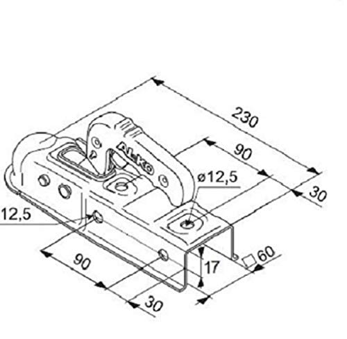 COMANCHE Cabezal de 60mm AL-KO Modelo AK 7 V E para remolques de un Solo Eje sin Frenos