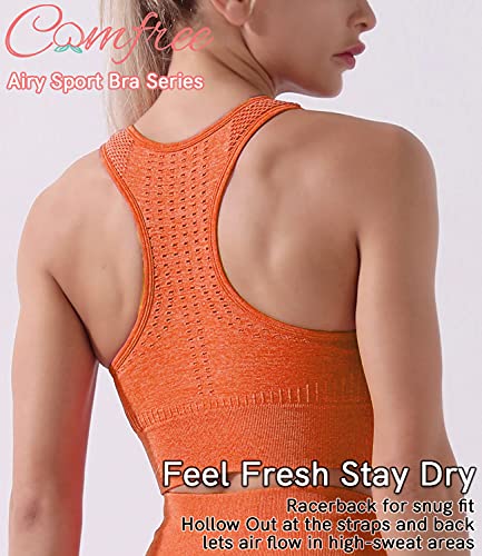 COMFREE Sujetador Deportivo Sports Bra Yoga Camiseta sin Mangas Mujer Crop Top Leggins Mallas Deportivos Push Up Legins Deporte Leggings Leguins Fitness Transpirables Naranja M