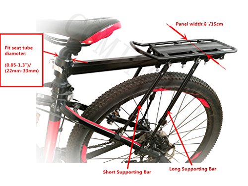 COMINGFIT® 75kg Capacityj, portaequipajes de bicicleta ajustable Cargo Rack-Super Strong Upgrade portaequipajes de bicicleta 4-Strong-Leg Bicycle Cargo Carrier
