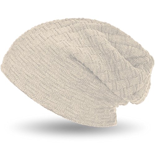 Compagno Beanie Gorro de invierno de punto cesta con suave interior de forro polar, Color:Beis