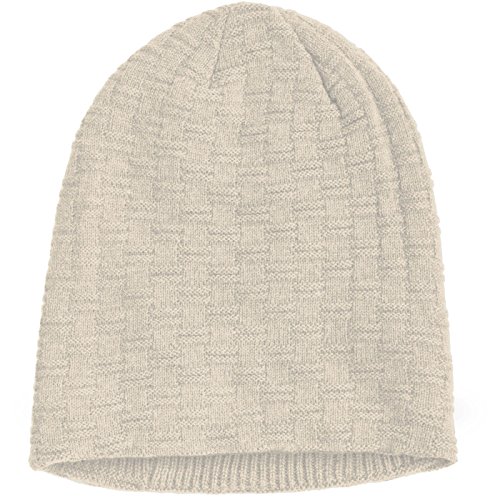 Compagno Beanie Gorro de invierno de punto cesta con suave interior de forro polar, Color:Beis