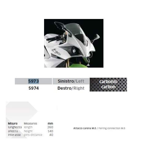 Compatible con Triumph Daytona 675 ABS PAR DE Espejos para Motocicleta CARENATA Espejo Aprobado LEJOS 5973+5974 Carbon Look con Ataque Tornillo M.6 Original Universal