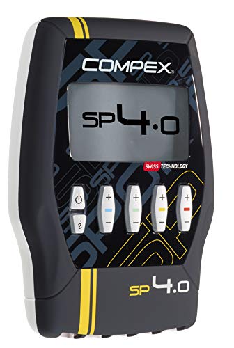 Compex SP 4.0. Electroestimulador, Unisex, Gris + 6260760 Electrodos Easysnap Performance, 5 X 5 cm, Pack de 4