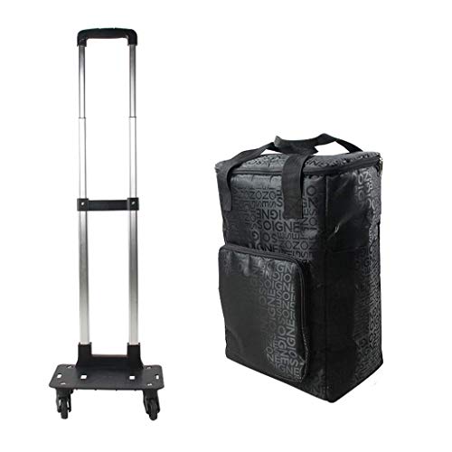 Compras Carrito de Compras Plegable Trolley Remolque Carrito de Equipaje Trolley Oxford Grocery Home Outdoor Moving Gift (Color: Black, Size: 51 * 30 * 20CM (20 * 12 * 8IN)) Trolley