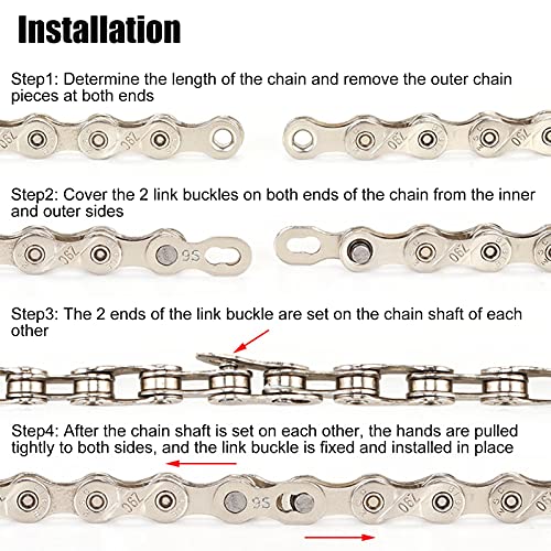 Conector de Cadena de Bicicleta, Accesorio de Ciclismo, Eslabón de Cadena de Acero, Piezas de Bicicleta de 10 Velocidades, Liberación Rápida, 10 Pares para Bicicleta de Carretera, Bicicleta(Plata)