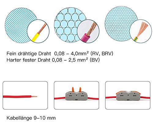 Conectores Eléctricos Rapidos con Palanca, Bornes de Conexion Electrica, Bloques de Terminales 1-1 Cable Vías y se Puede Combinar Libremente, 26 Piezas