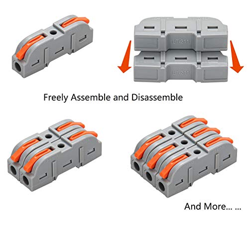 Conectores Eléctricos Rapidos con Palanca, Bornes de Conexion Electrica, Bloques de Terminales 1-1 Cable Vías y se Puede Combinar Libremente, 26 Piezas