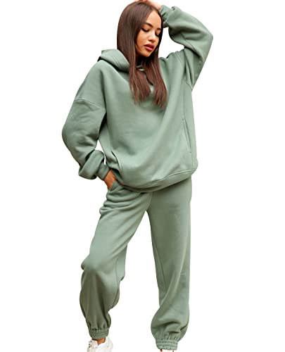 Conjunto Chandal Mujer Talla Grande Chándal Mujer Completo Loungewear Chandal Deportivo Deporte Señora Largo Tracksuit Women Chandals Mujer Invierno Chandales Mujeres Ancho Flojo Chándales Verde XL