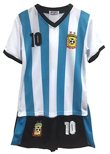 Conjunto de camiseta y pantalón corto de fútbol de verano., 30 (1-2 ans), Argentine