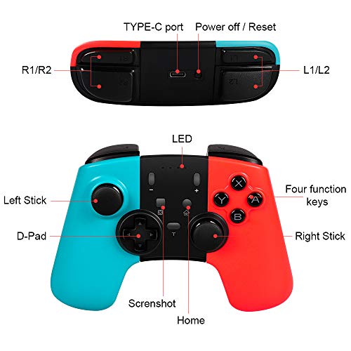 Controlador para Switch, Stoga Wireless Switch Pro Controller con batería Recargable, Joystick para Switch con 6 Ejes Turbo Dual Shock Gyro Eje