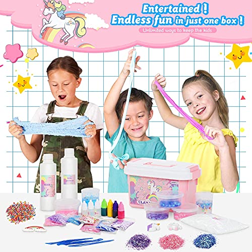 COOLJOY Kit de Slime, Slime Set DIY , 45 PSC Slime Hágalo Usted Mismo en una Caja, Original Stationery Slime con Activador de Arcilla, Regalo para Niñas Niños en Fiesta y Cumpleaños