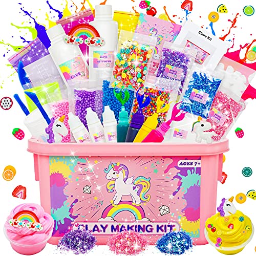 COOLJOY Kit de Slime, Slime Set DIY , 45 PSC Slime Hágalo Usted Mismo en una Caja, Original Stationery Slime con Activador de Arcilla, Regalo para Niñas Niños en Fiesta y Cumpleaños