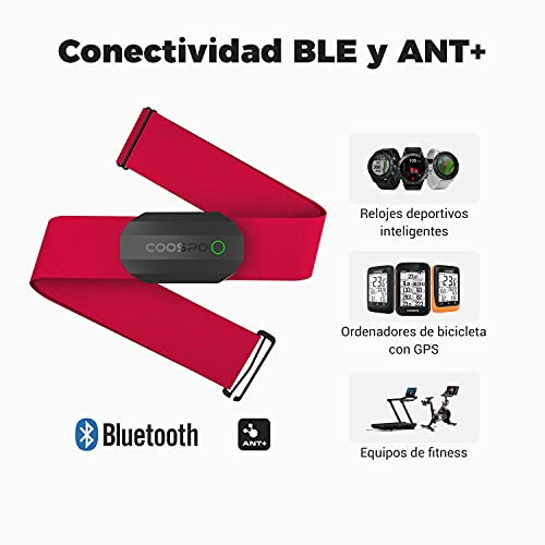 CooSpo Frecuencia Cardíaca Bluetooth Banda Monitor Sensor de Frecuencia Cardíaca Deportivo Ant+ para Garmin Wahoo Suunto Polar UA Run -SB-RD…