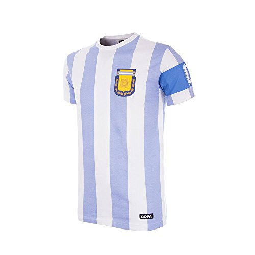 Copa Camiseta Unisex de Cuello Redondo Argentina Capitano, Unisex niños, Camiseta Cuello Redondo, 6850, Blanco, 164