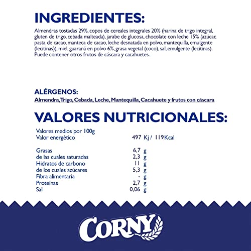 Corny Barritas Energy de Almendra y Chocolate con Leche, 12 estuches con 4 barritas 12x (4 x 25)