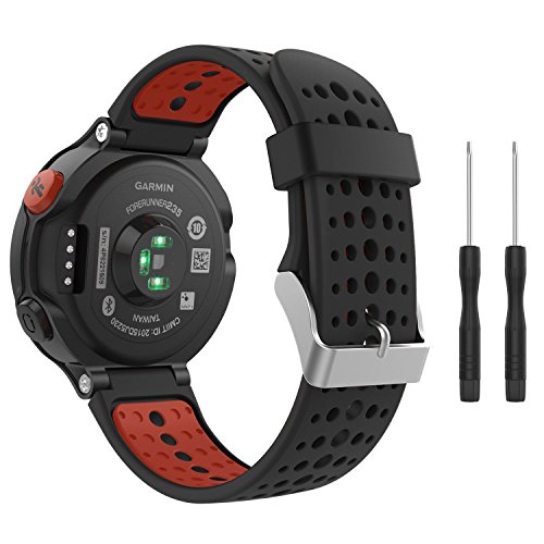 Correa de reloj de silicona suave para Garmin Forerunner 235 de Fit-power, repuesto ideal para Garmin Forerunner 235, 220, 230, 620, 630 y 735, Black&Orange