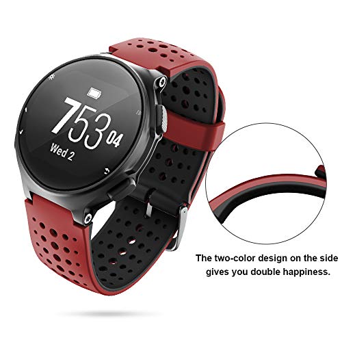 Correa para Garmin Forerunner 235, Correa de Reloj de Silicona Suave Compatible con Garmin Forerunner 235/220/230/620/630/735 XT (Negro+Rojo)