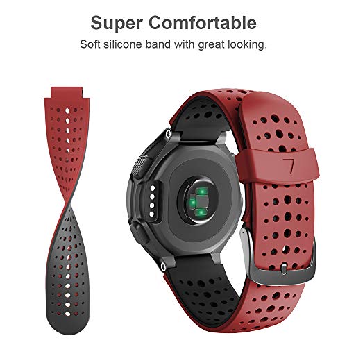 Correa para Garmin Forerunner 235, Correa de Reloj de Silicona Suave Compatible con Garmin Forerunner 235/220/230/620/630/735 XT (Negro+Rojo)