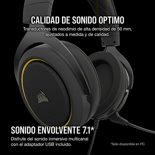 Corsair HS50 Pro Stereo Auriculares para Juegos (Ajustables Espuma viscoelástica Almohadillas, Ancelación del Ruido extraíble micrófono, Compatible con PC, PS4, Xbox One, Switch y móviles), Verde