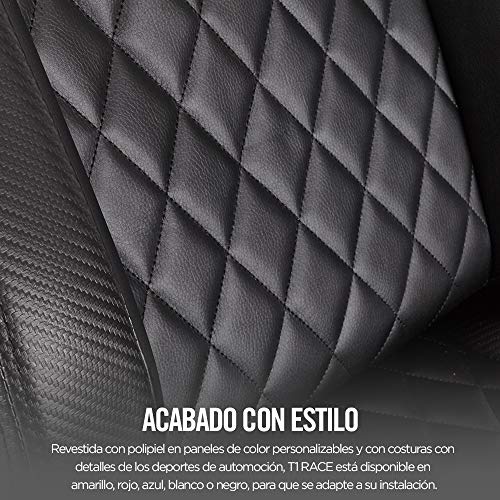 Corsair T1 Race - Silla de juego de carreras de piel sintética, fácil montaje, giro ergonómico, altura ajustable y reposabrazos 4D, soporte lumbar, cómodo con reclinable - negro