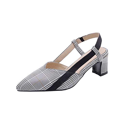 CosyFever Zapatos de Tacones D'Orsay Chunky Bajo conPonerse Colores Surtidos Sin Talón LC13 para Mujeres Gris - 37 EU