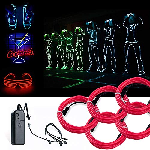 Covvy Cable LED Tira de Luces de Neon Flexible de 5 * 1 M Alimentado 3 Modos de Funcionamiento, Perfecto para Decoración de Coche, Fiestas, Disfraz de Carnaval