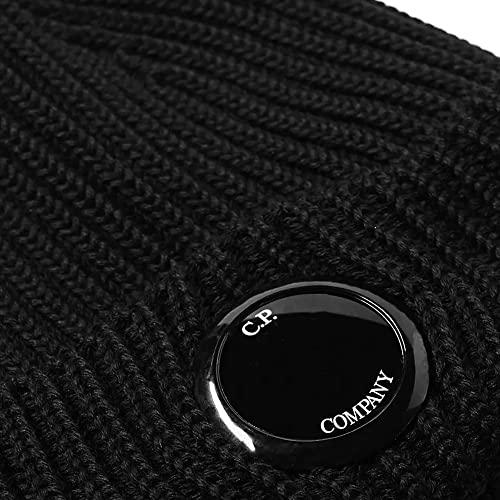 C.P. Company 272A - Gorro de punto de lana merino extrafina para gorro de punto, color negro, Negro, Taille unique