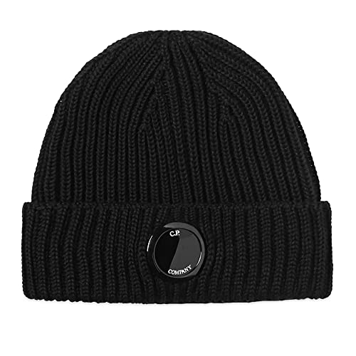 C.P. Company 272A - Gorro de punto de lana merino extrafina para gorro de punto, color negro, Negro, Taille unique