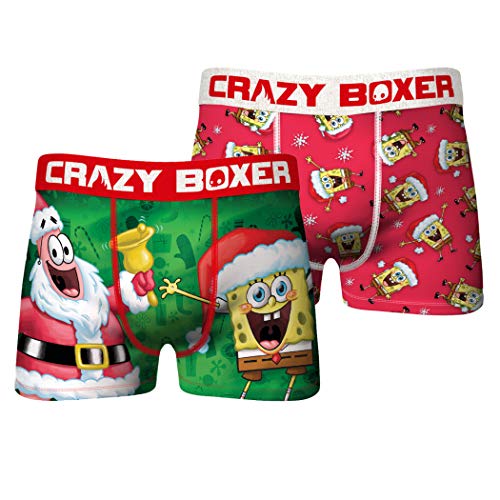 Crazy Boxers Bob Esponja Squarepants & Patrick Holiday 2 Paquetes de ropa interior Boxer Calzoncillos