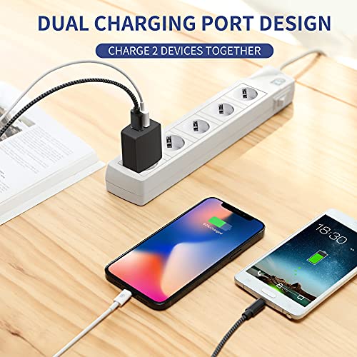 CREAPICO Cargador USB (2 Piezas), Enchufe Doble USB 5V/2.1A, Adaptador Corriente de 10,5W, Cargador Móvil para iPhone, Samsung, Huawei, Xiaomi, Motorola, Tableta, Auriculares, Parlantes - Negro