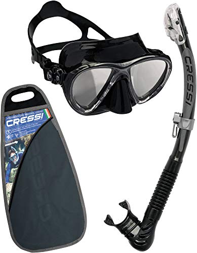 Cressi Big Eyes Evo Conjunto combo de snorkel, Unisex Adulto, Negro/Negro Lentes de espejo, Talla Única