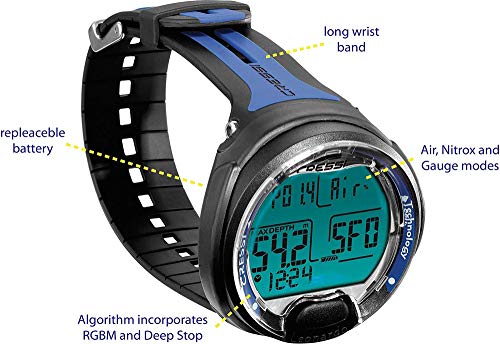 Cressi Leonardo Ordenador de Buceo, Adultos Unisex, Negro/Azul, Talla Única