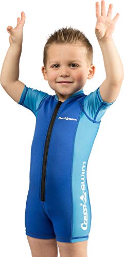 Cressi Shorty Kid Monoshort Infantil en Neopreno de 1.5/2mm de Mangas Cortas, Unisex niños, Azul/Azul Claro, M (3 Años)